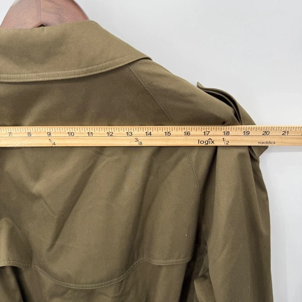 Vintage Olive Green Trench Coat Plaid Lined Sz Mens 42 L Heritage Prep Military